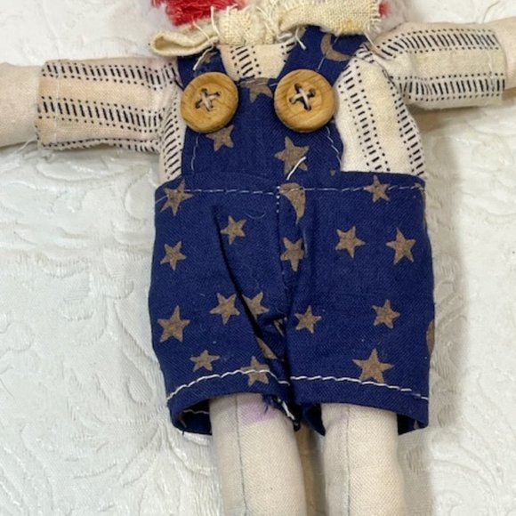 VTG Raggedy Andy Fabric Doll Christmas Holiday Tree Ornament Handmade 7" - Picture 6 of 10